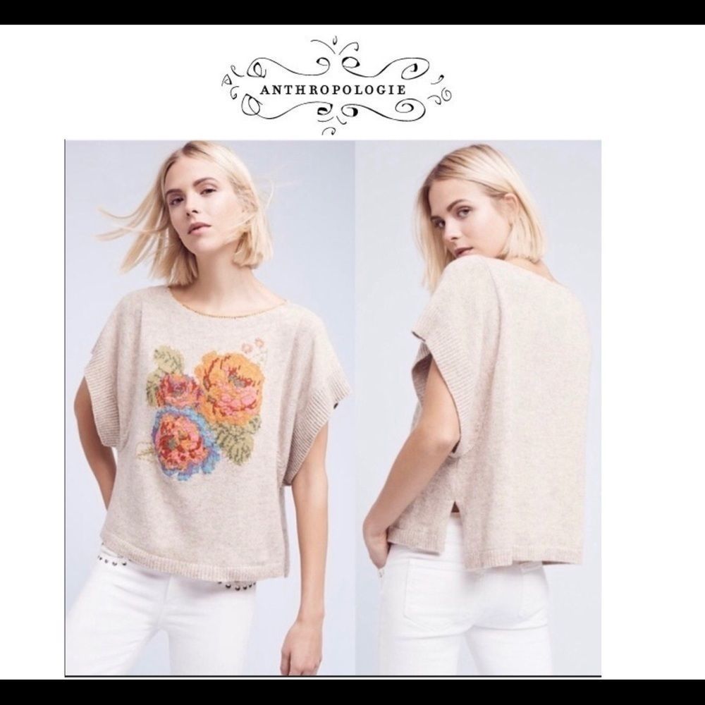 Anthropologie angel of the north flower sweater XS
